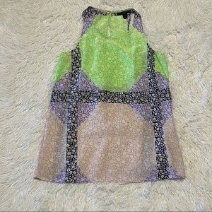 J. Crew Women’s Windowpane Floral Silk Tank Top Shirt